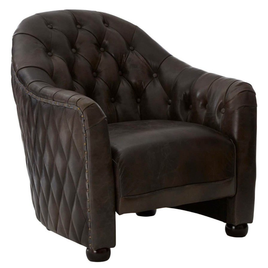 FURNITURE Fifty Five South Seating | Victor Grey Leather Classic Armchair