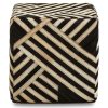 FURNITURE Fifty Five South Seating | Safira Black And White Leather Pouffe