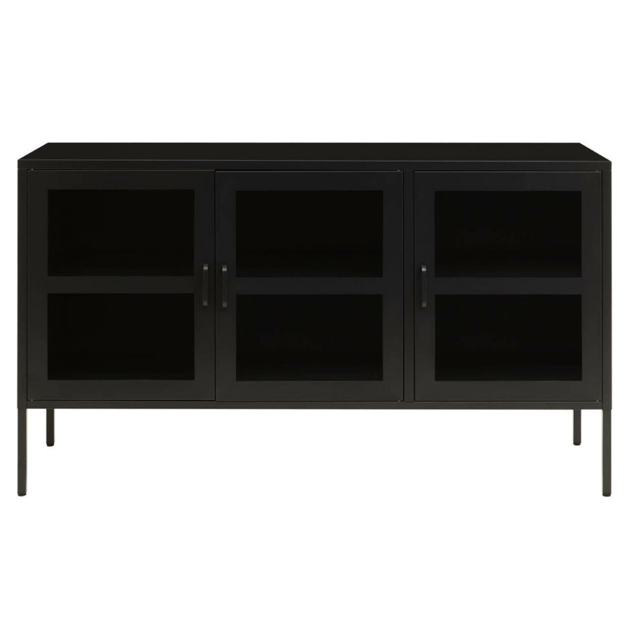 FURNITURE Premier Sideboards | Acier Three Door Black Sideboard