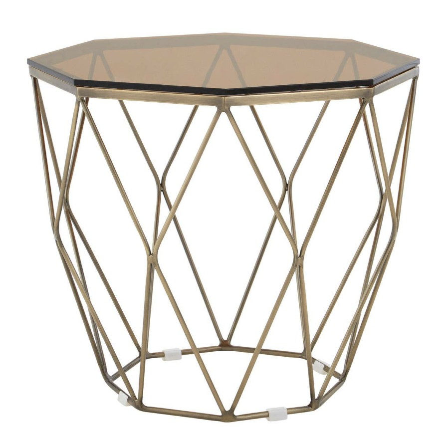 FURNITURE Premier Side Tables | Allure End Table With Brushed Bronze Base