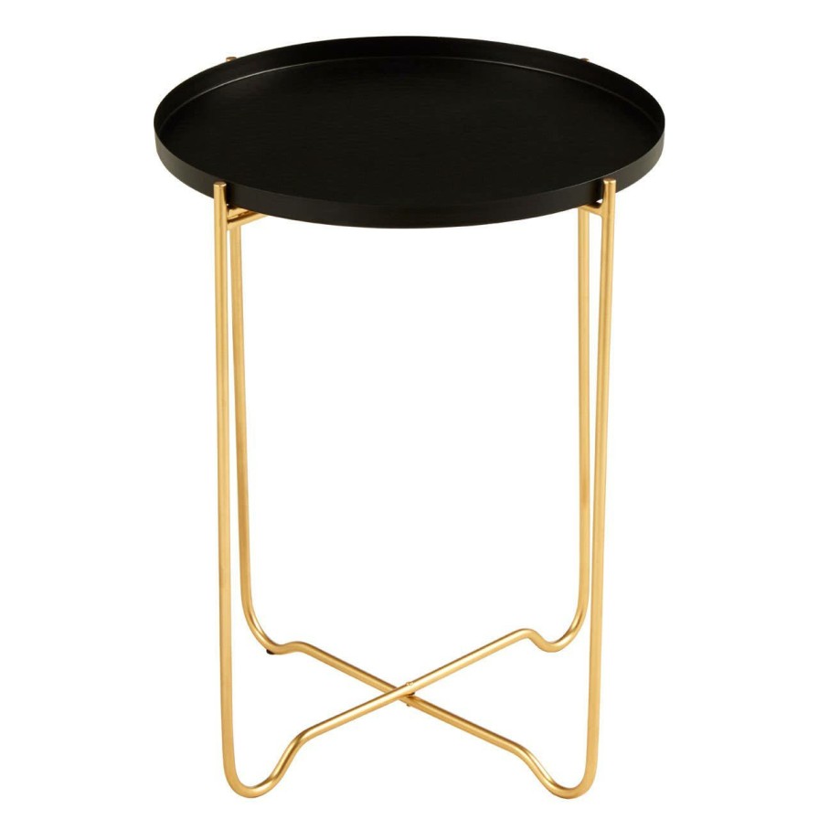 FURNITURE Fifty Five South Side Tables | Templar Black Finish Round Top Side Table
