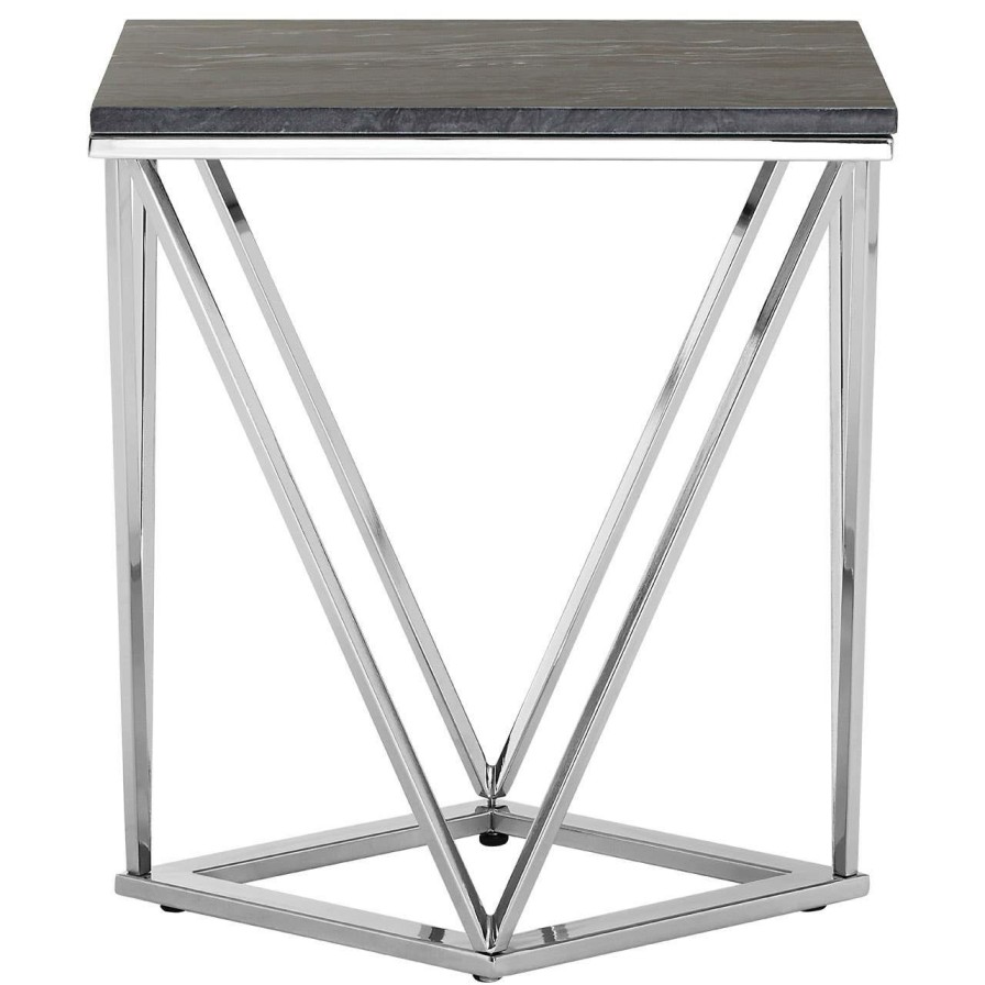 FURNITURE Premier Side Tables | Allure Rectangular Chrome End Table