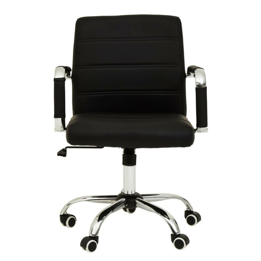 FURNITURE Premier Home Office Chairs | Brent Black Leather Effect And Chrome Home Office Chair