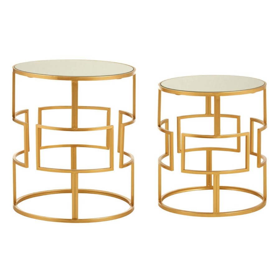 FURNITURE Premier Side Tables | Avantis Set Of Two Gold Metal Round Side Tables