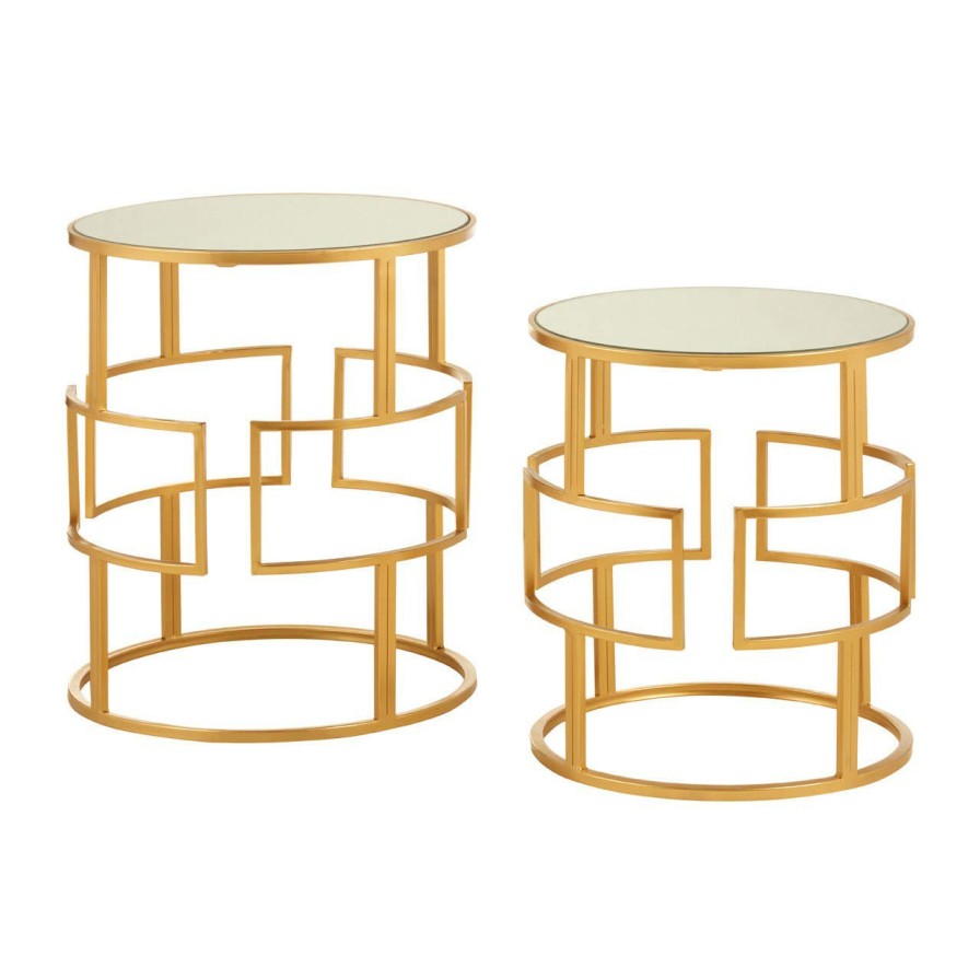 FURNITURE Premier Side Tables | Avantis Set Of Two Gold Metal Round Side Tables