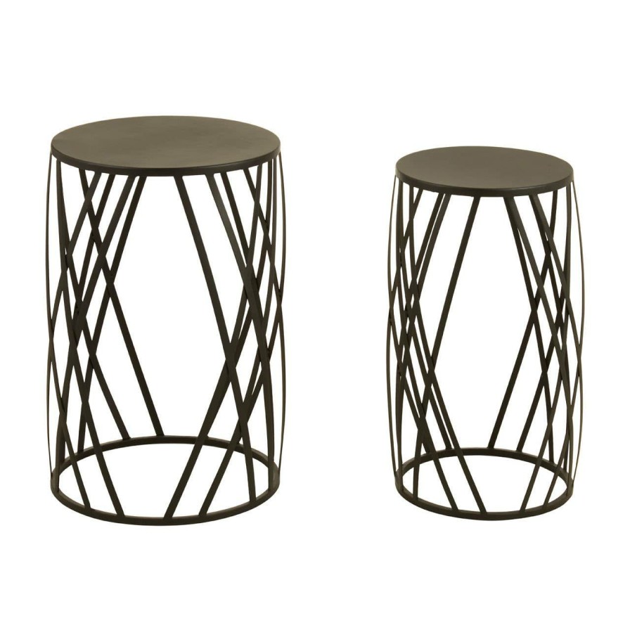 FURNITURE Premier Side Tables | Avantis Set Of 2 Black Metal Round Side Tables