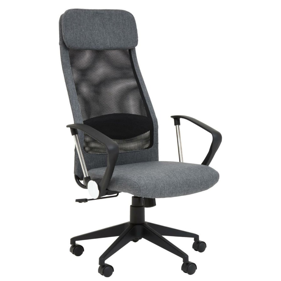 FURNITURE Premier Home Office Chairs | Brent Black Mesh And Grey Fabric Home Office Chair