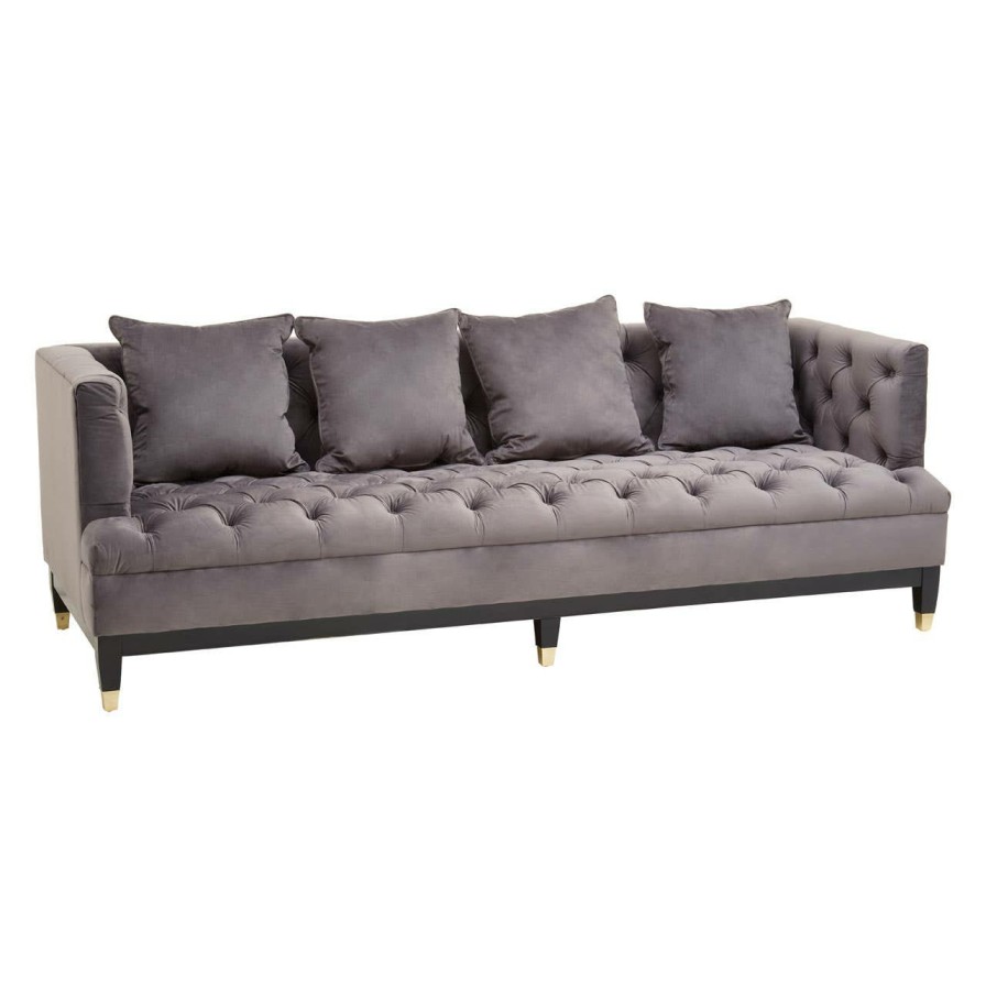 FURNITURE Fifty Five South Seating | Sefira Three Seat Viola Pirate Grey Fabric Sofa