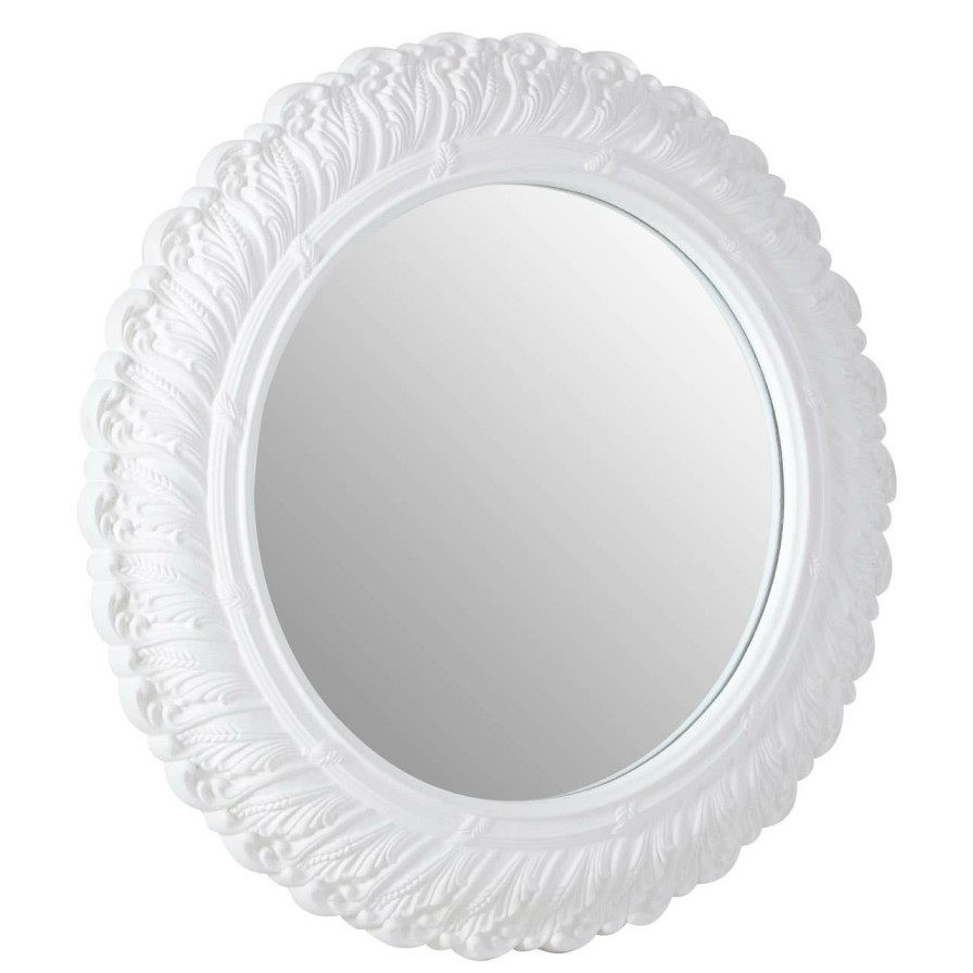 Bathe and Utility Premier Mirrors | Antique White Small Acanthus Leaf Wall Mirror