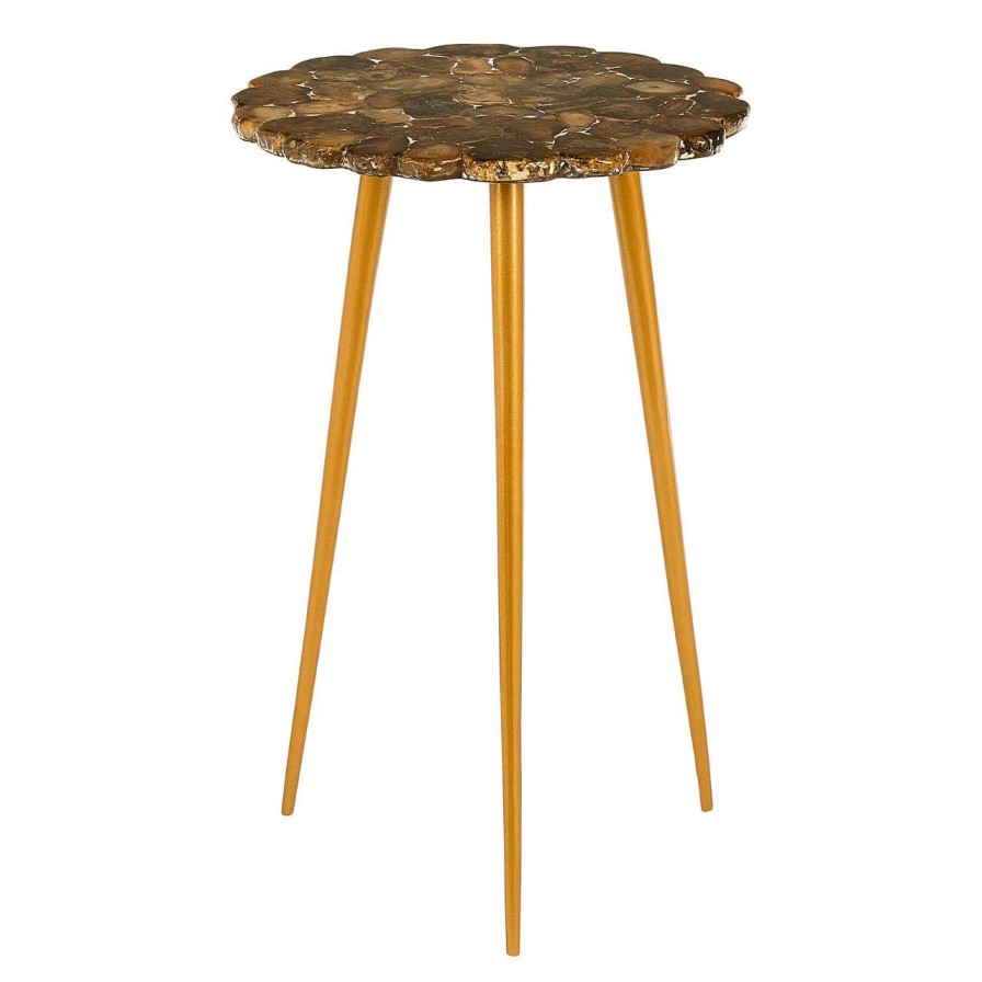 FURNITURE Fifty Five South Side Tables | Relic Round / Brass Finish Legs Side Table