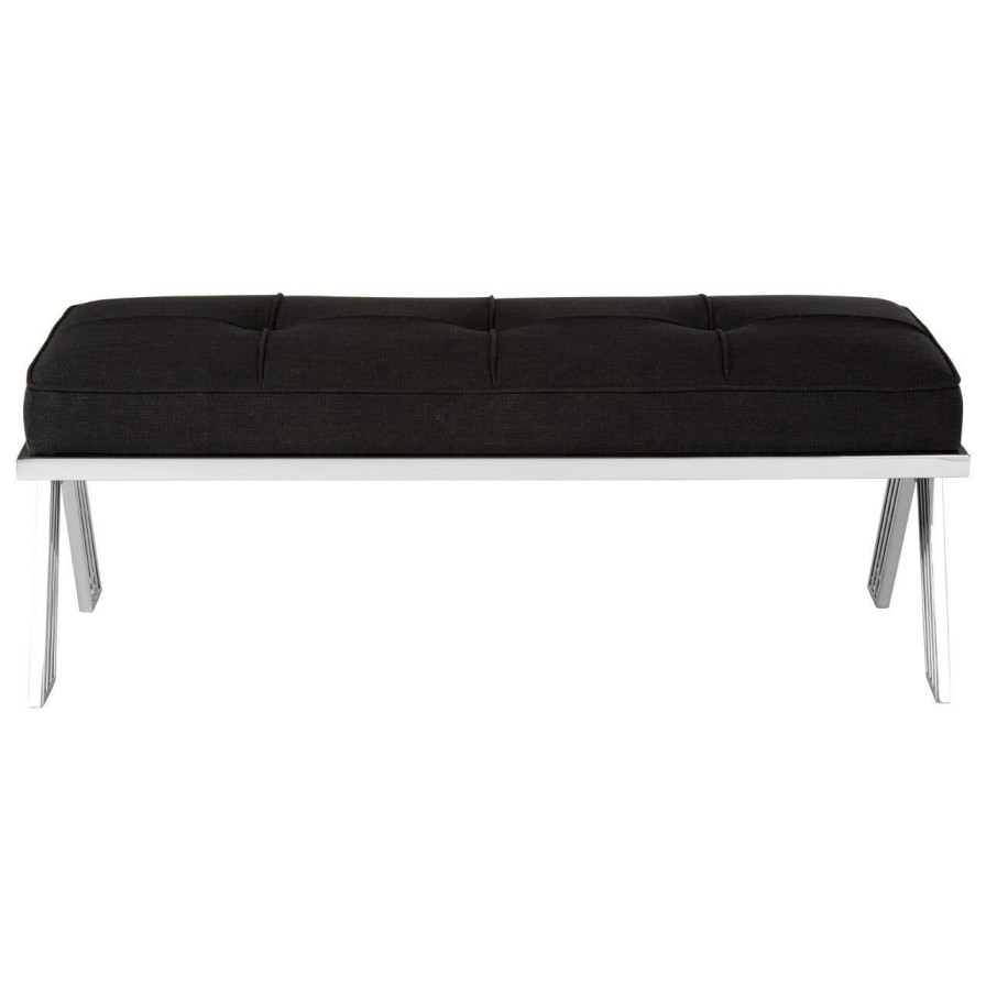 FURNITURE Fifty Five South Seating | Piermount Silver Finish Bench