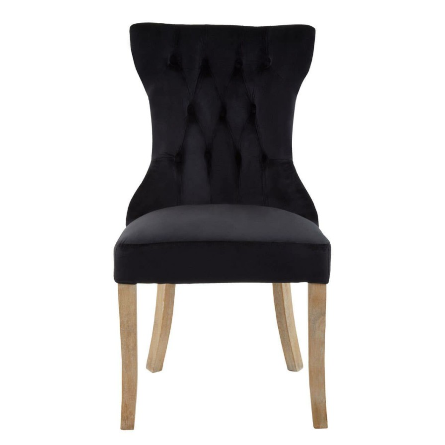 FURNITURE Fifty Five South Seating | Kensington Townhouse Black Buttoned Dining Chair