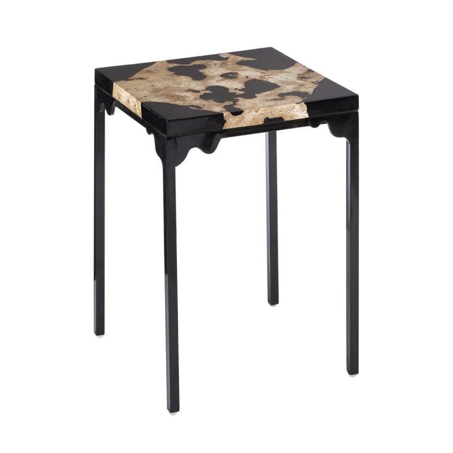 FURNITURE Fifty Five South Side Tables | Relic Cheese Stone And Black Resin Side Table