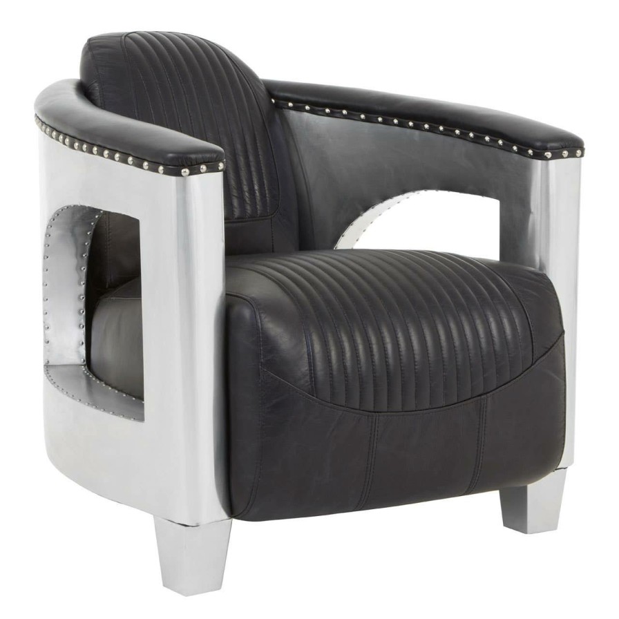 FURNITURE Fifty Five South Seating | Victor Black Leather Sofa Chair