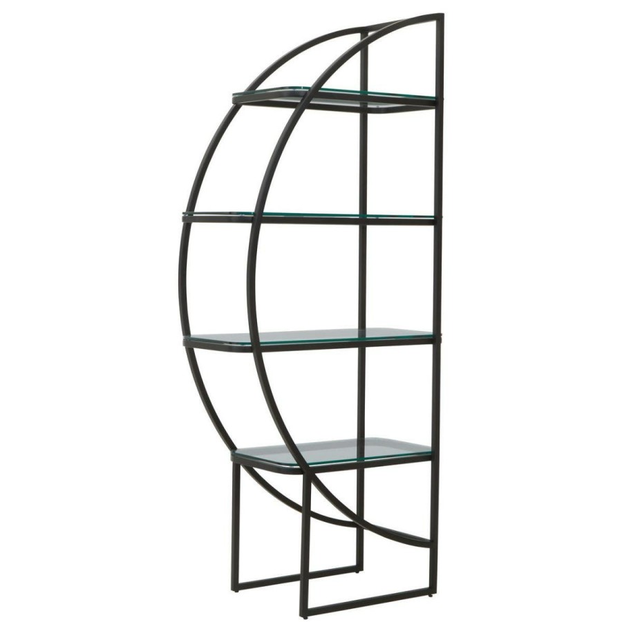 FURNITURE Fifty Five South Storage | Vogue Left Half Moon Black Shelf Unit