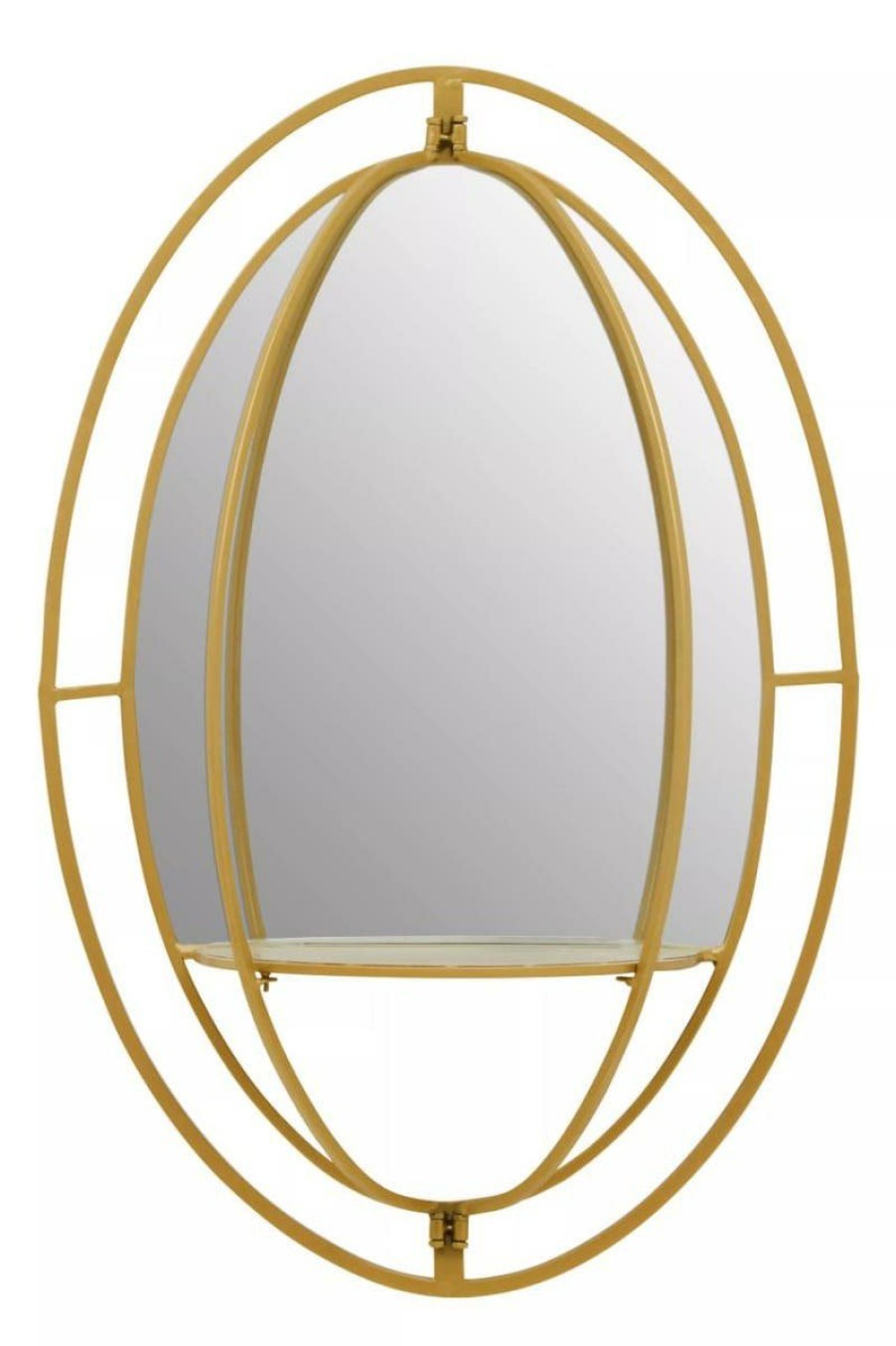Bathe and Utility Premier Mirrors | Avento Oval Shelved Gold Wall Mirror