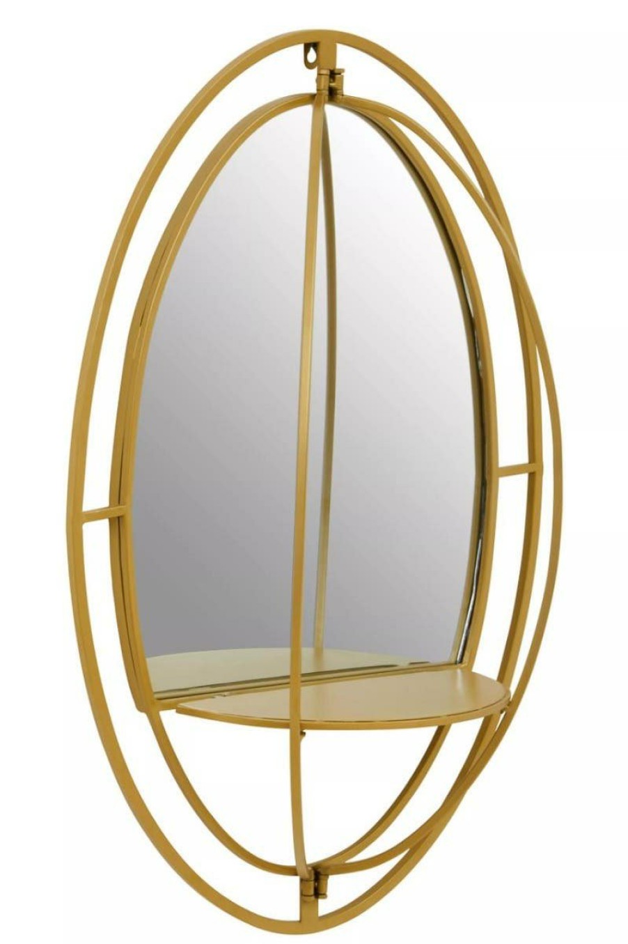 Bathe and Utility Premier Mirrors | Avento Oval Shelved Gold Wall Mirror