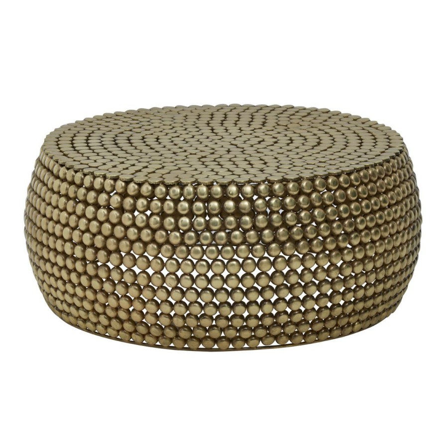FURNITURE Fifty Five South Coffee Tables | Templar Gold Finish Beaded Coffee Table