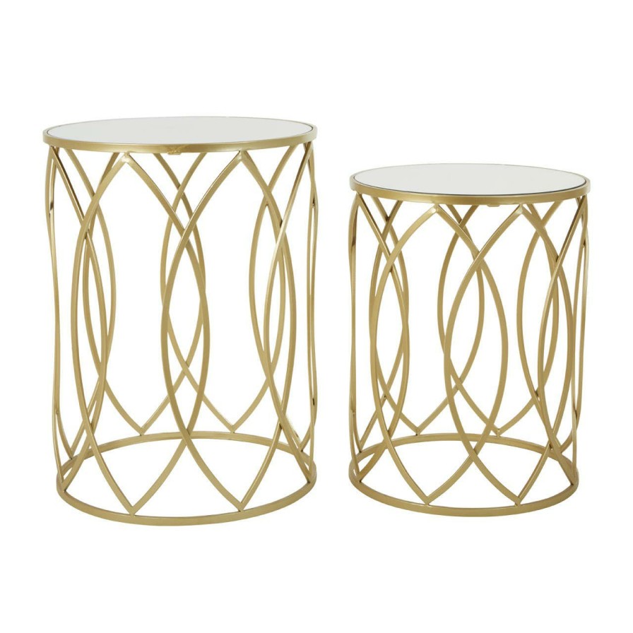 FURNITURE Premier Side Tables | Avantis Set Of 2 Champagne Finish Side Tables