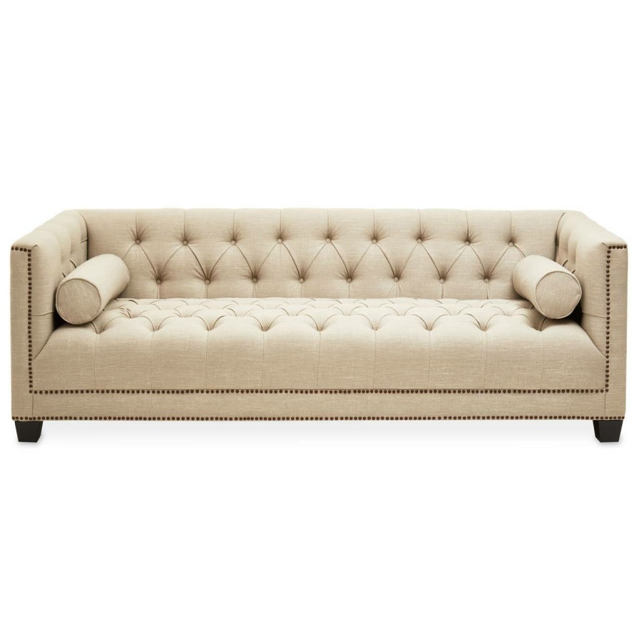 FURNITURE Fifty Five South Seating | Surina Three Seat Stone Fabric Sofa