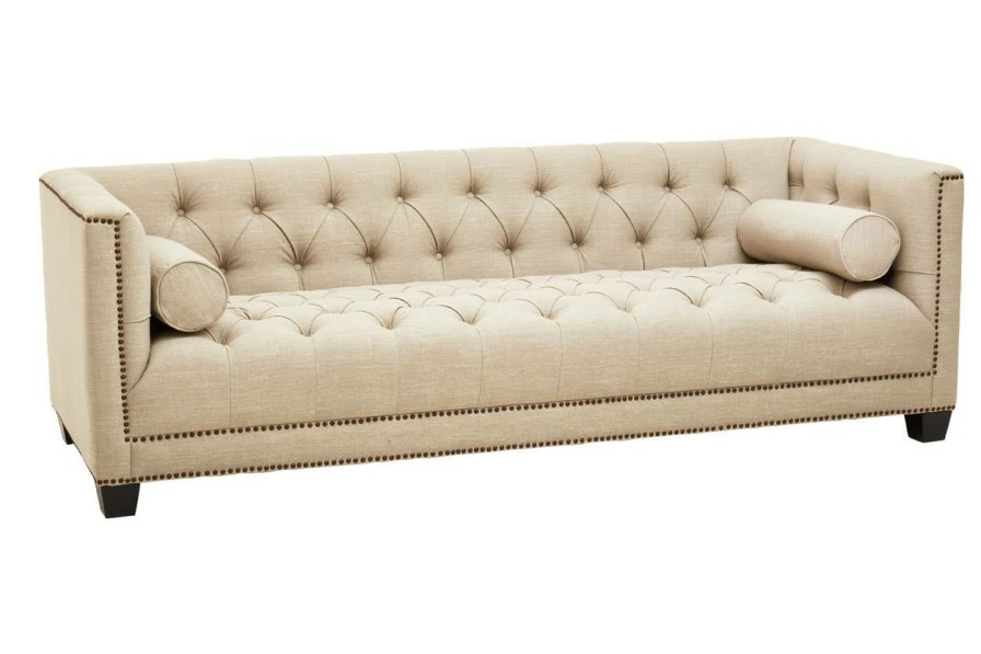 FURNITURE Fifty Five South Seating | Surina Three Seat Stone Fabric Sofa