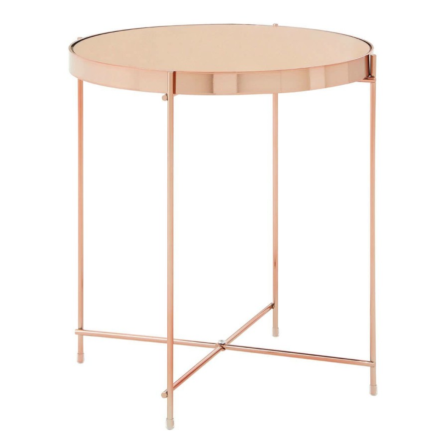 FURNITURE Premier Side Tables | Allure Pink Mirror Low Side Table