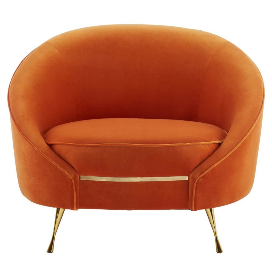 FURNITURE Fifty Five South Seating | Manhattan Orange Velvet Armchair