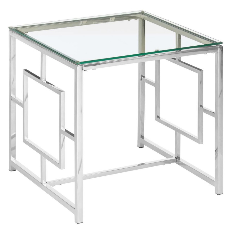 FURNITURE Premier Side Tables | Allure Clear Glass And Silver Base End Table