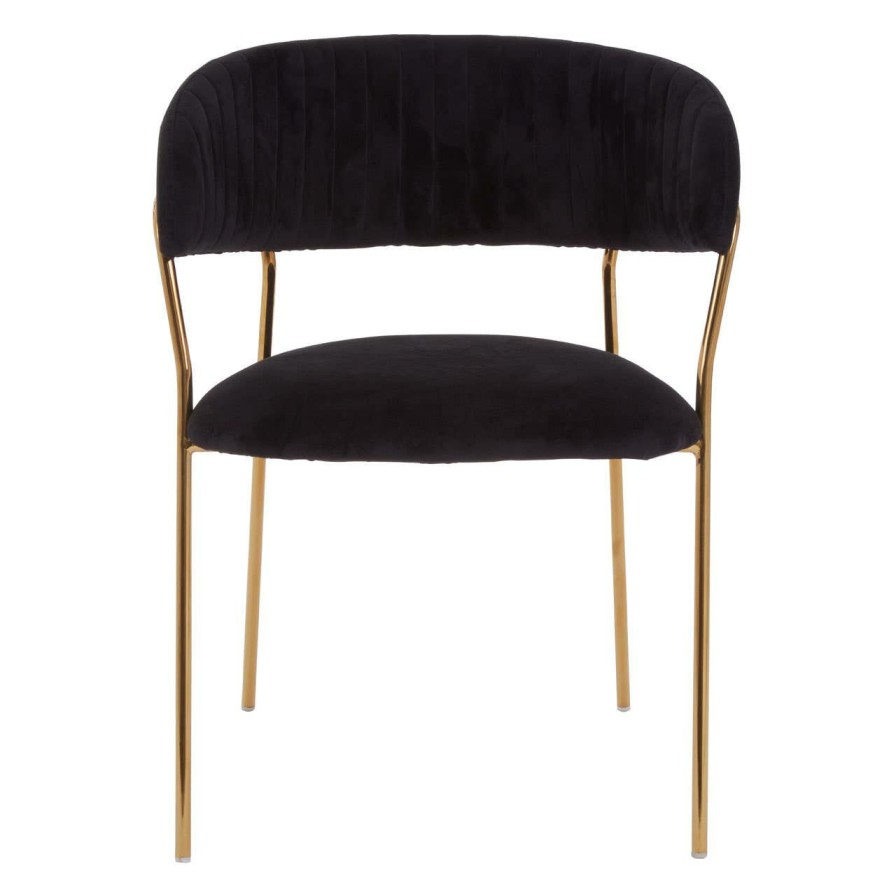 FURNITURE Fifty Five South Seating | Tamzin Black Channel Gold Finish Dining Chair