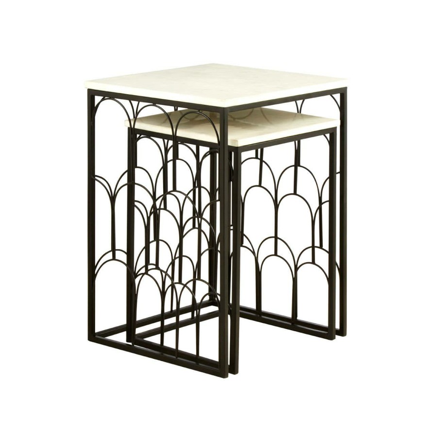 FURNITURE Fifty Five South Side Tables | Templar Set Of 2 Marble Tops Side Tables
