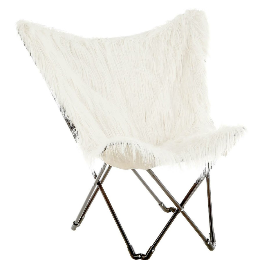 FURNITURE Fifty Five South Seating | Sienna White Faux Fur Butterfly Chair