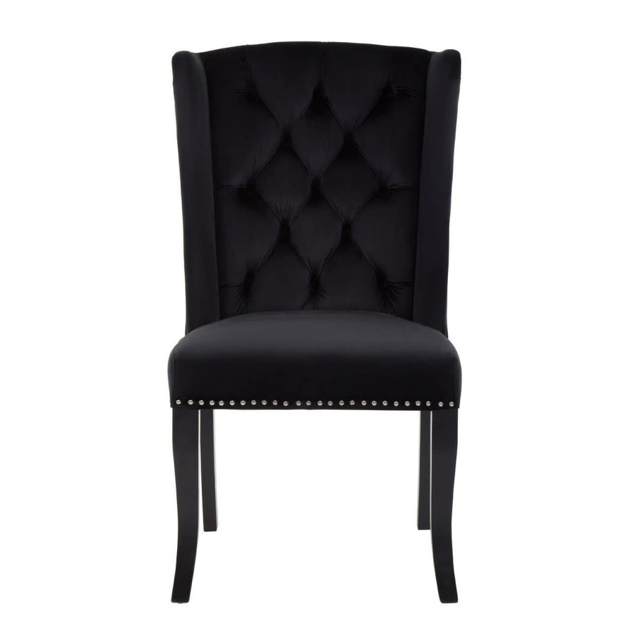 FURNITURE Fifty Five South Seating | Kensington Townhouse Black Velvet Dining Chair