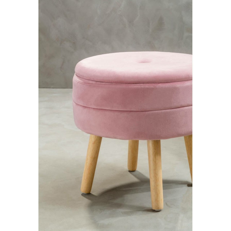 FURNITURE Premier Seating | Ivy Pink Velvet Stool