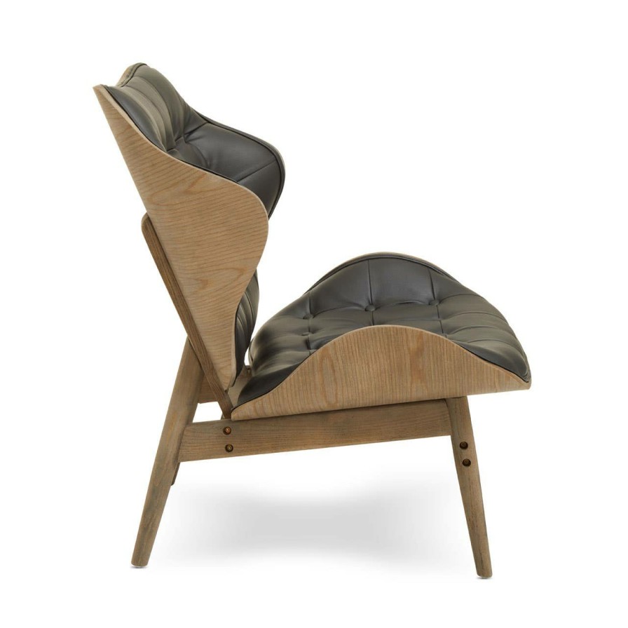 FURNITURE Fifty Five South Seating | Vinsi Black Leather Effect Chair With Button Detail