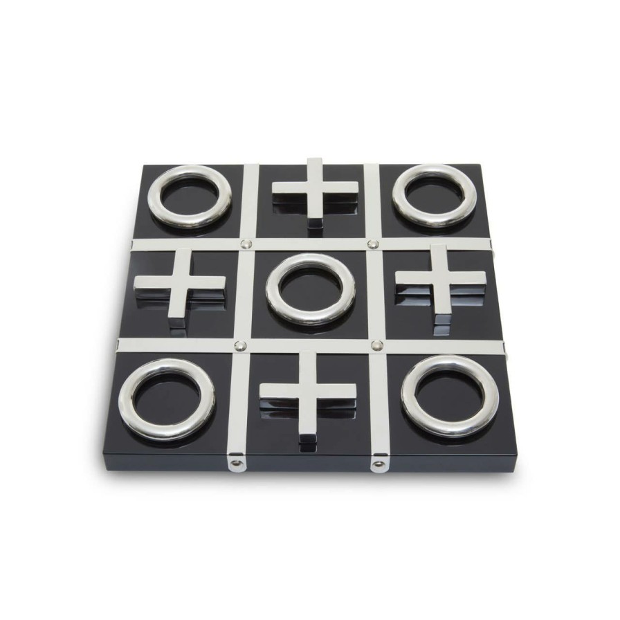 Accessories Fifty Five South Games | Flos Black And Silver Tic Tac Toe Game
