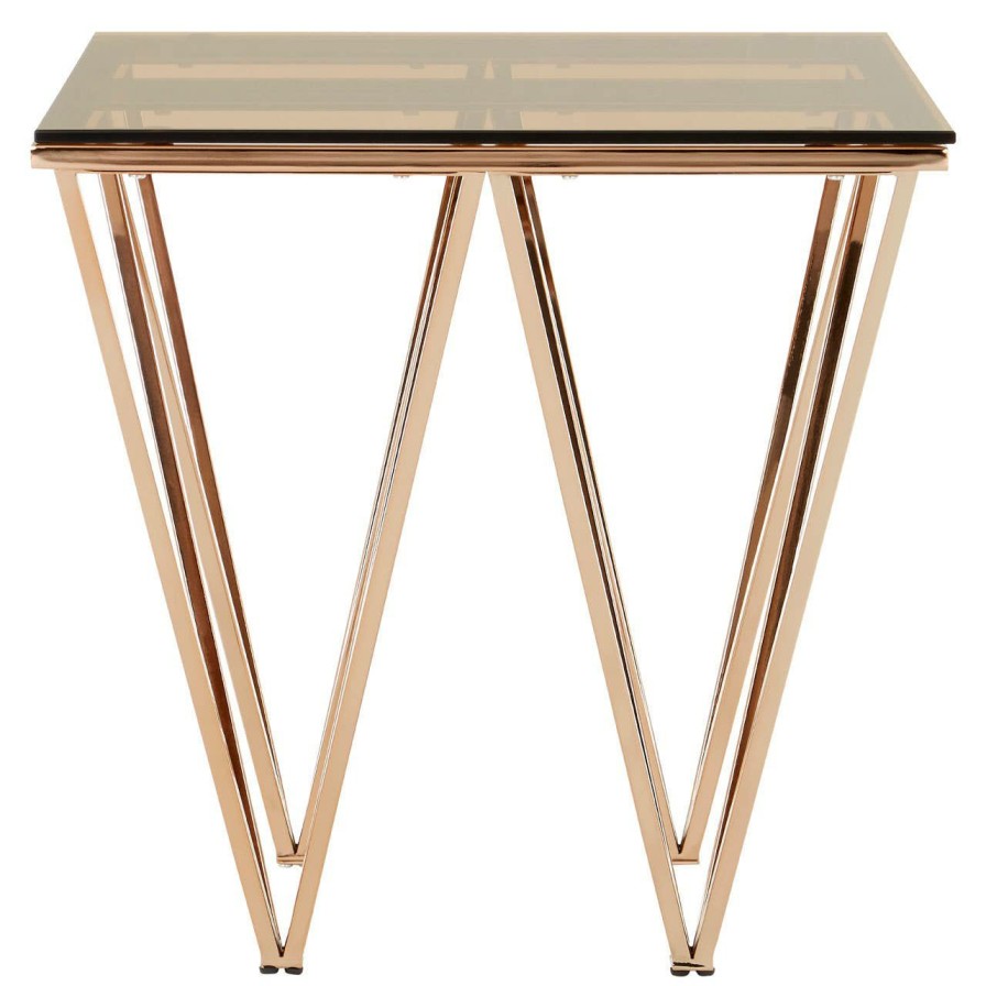 FURNITURE Premier Side Tables | Allure Square Rose Gold End Table