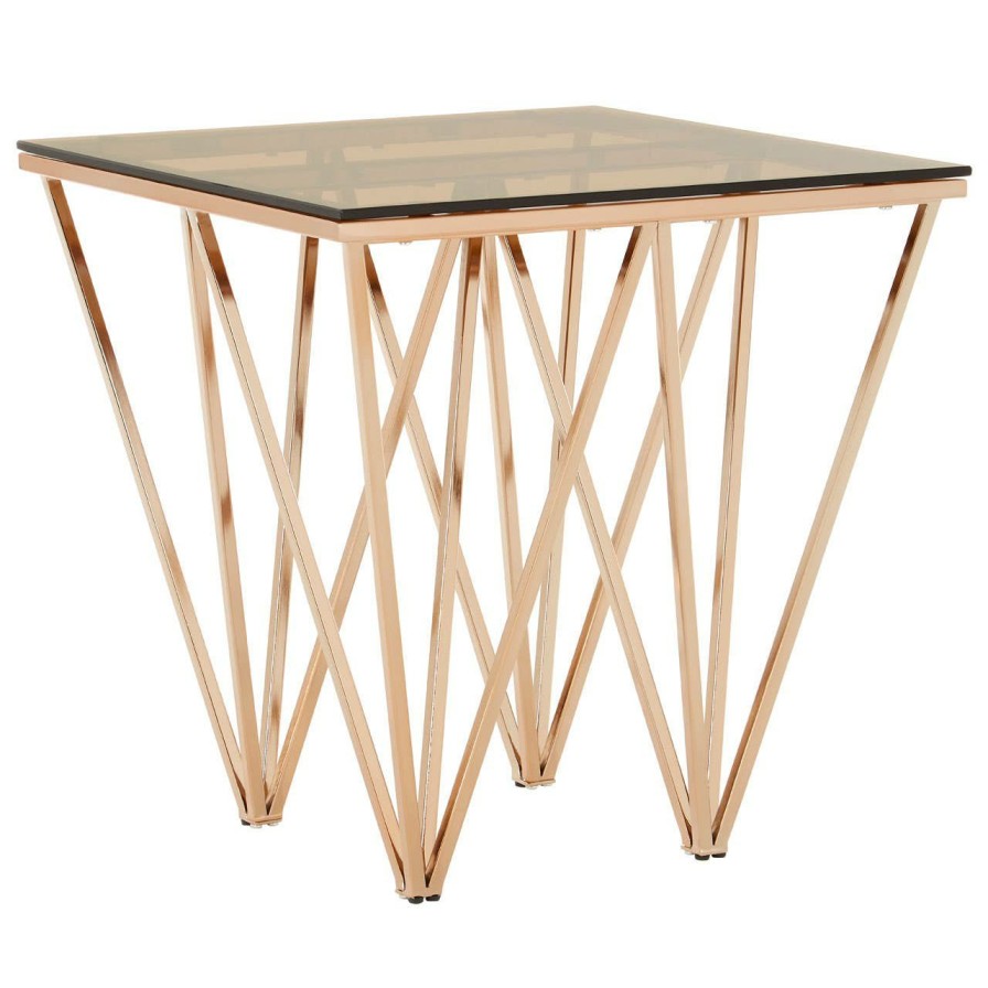 FURNITURE Premier Side Tables | Allure Square Rose Gold End Table