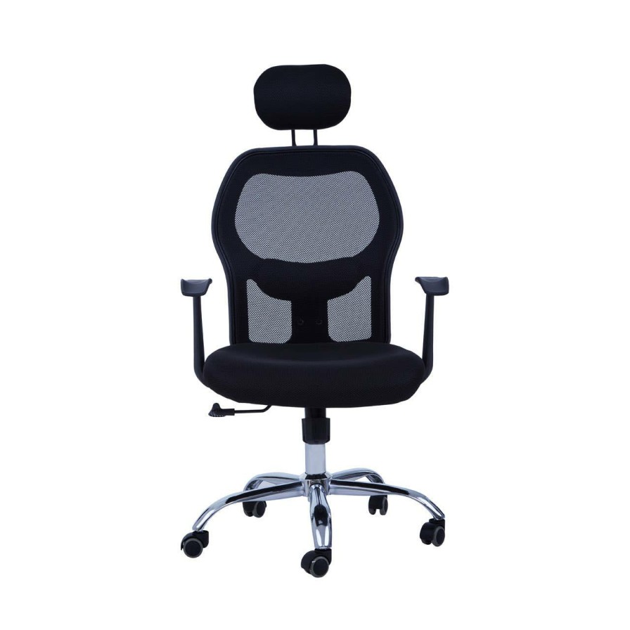 FURNITURE Premier Seating | Black Home Office Chair With Black Arms And 5 Wheeler Base