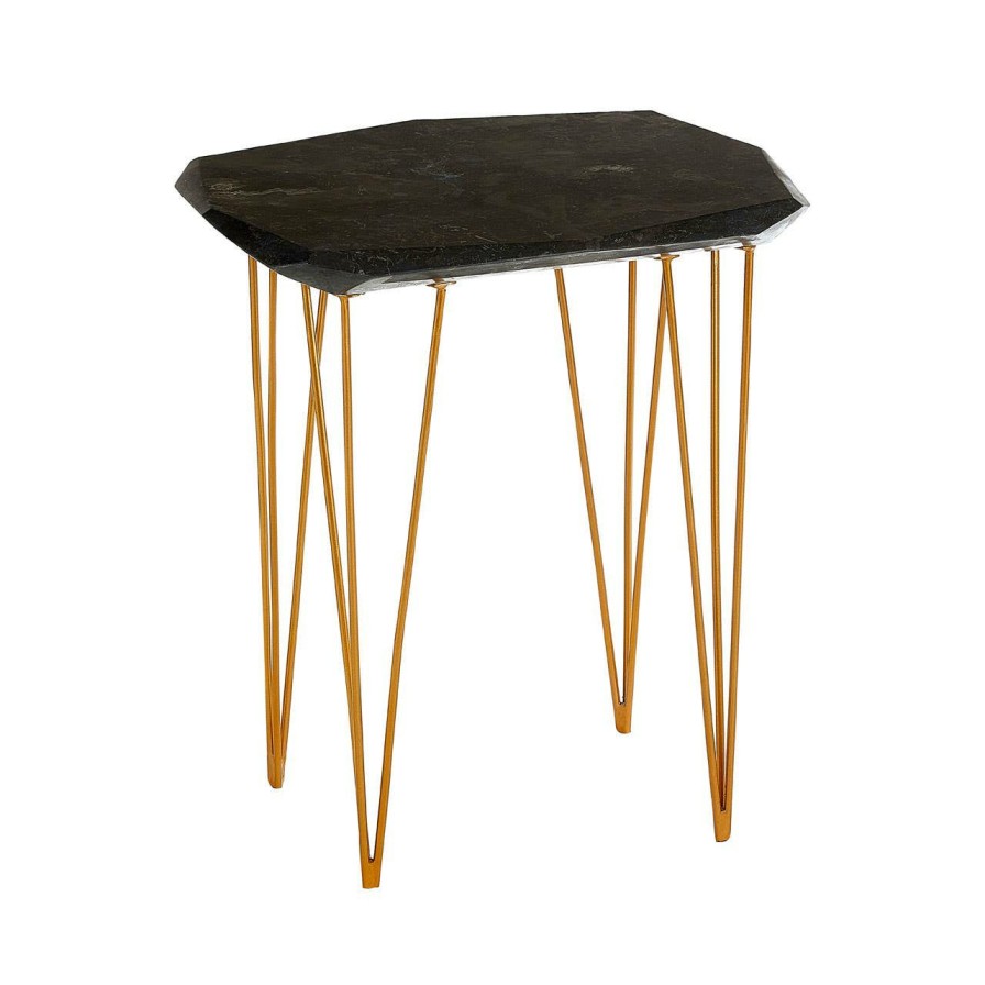 FURNITURE Fifty Five South Side Tables | Relic Small Black Marble Top Side Table