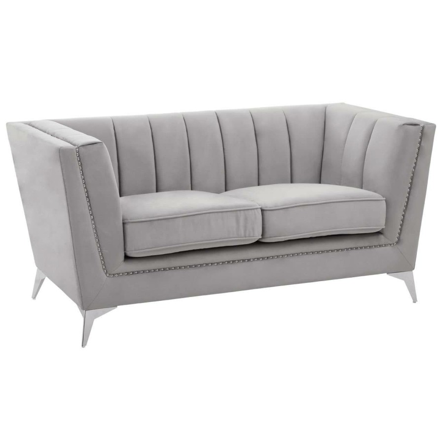 FURNITURE Premier Seating | Hansa Two Seat Grey Velvet Sofa