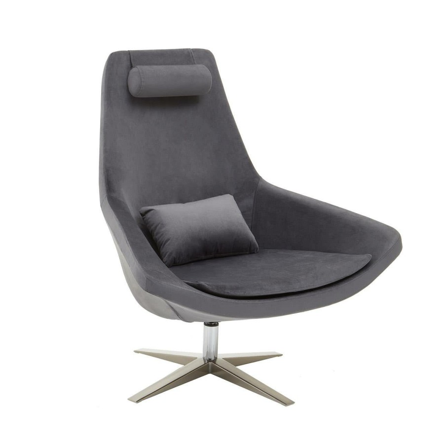 FURNITURE Fifty Five South Seating | Kalo Grey Velvet Armchair
