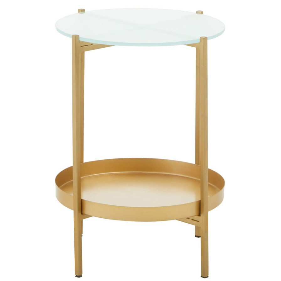 FURNITURE Fifty Five South Side Tables | Pali Two Tier Glass And Iron Side Table