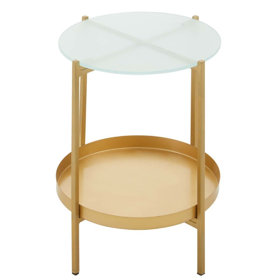 FURNITURE Fifty Five South Side Tables | Pali Two Tier Glass And Iron Side Table