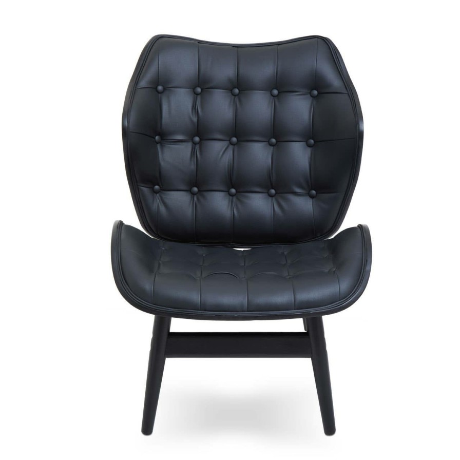 FURNITURE Fifty Five South Seating | Vinsi Black Leather Effect Black Elm Chair