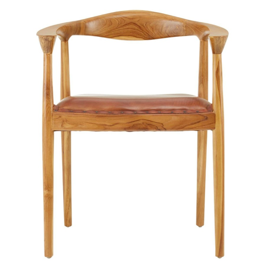 FURNITURE Fifty Five South Seating | Kendari Open Back Brown Leather Chair