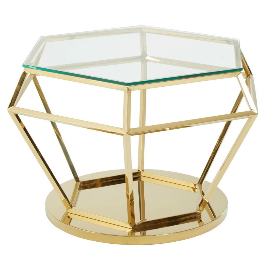 FURNITURE Premier Side Tables | Allure Large Gold Finish Diamond End Table