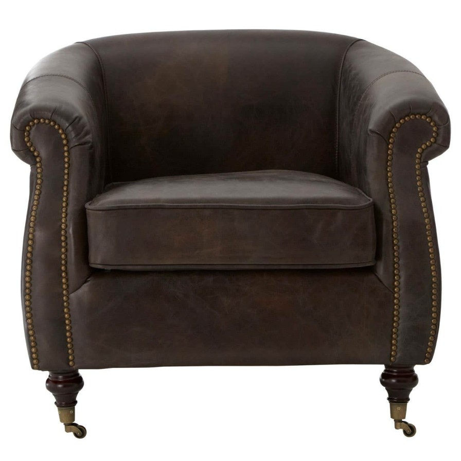 FURNITURE Fifty Five South Seating | Victor Grey Leather Winged Armchair