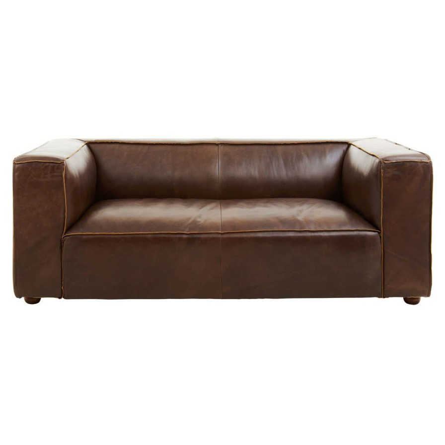 FURNITURE Fifty Five South Seating | King Two Seater Mexico Brown Leather Sofa