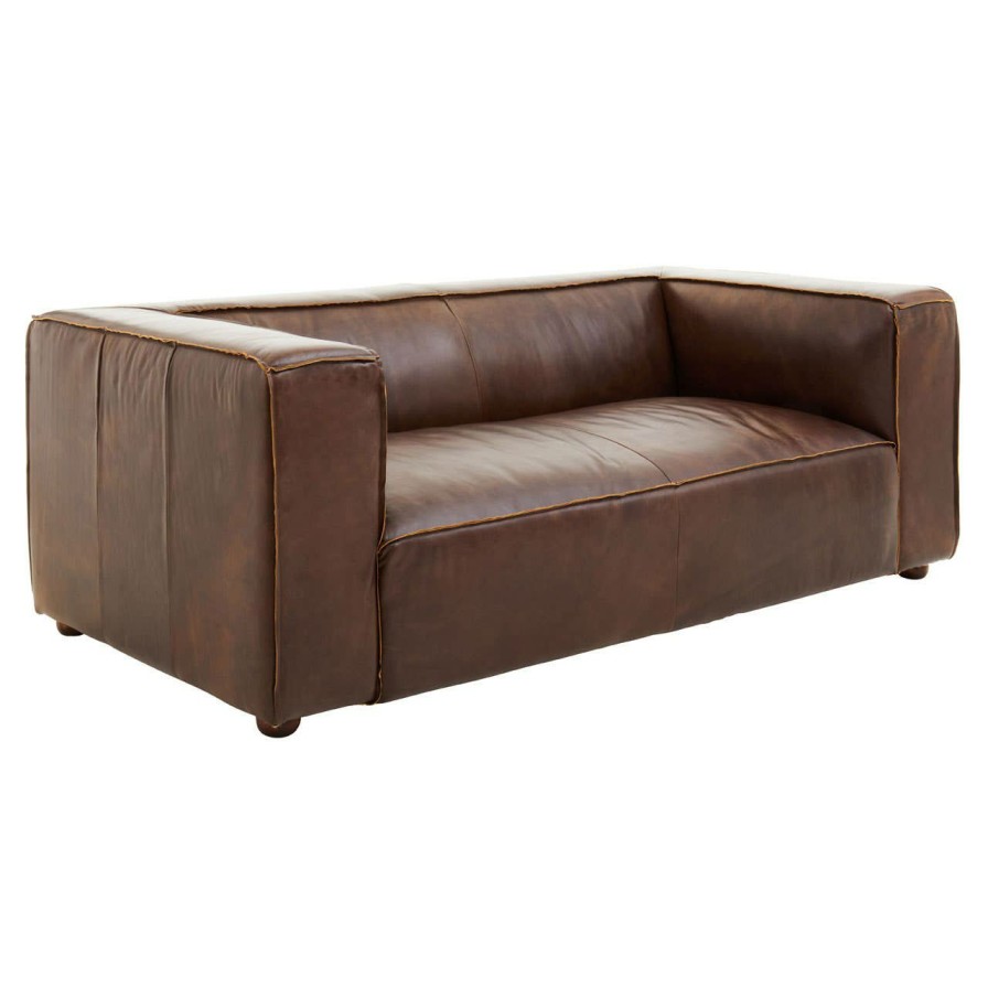FURNITURE Fifty Five South Seating | King Two Seater Mexico Brown Leather Sofa