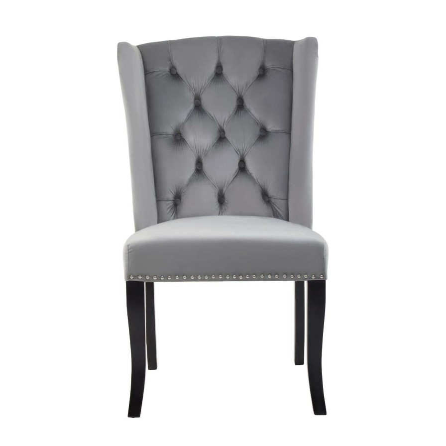 FURNITURE Fifty Five South Seating | Kensington Townhouse Grey Velvet Dining Chair